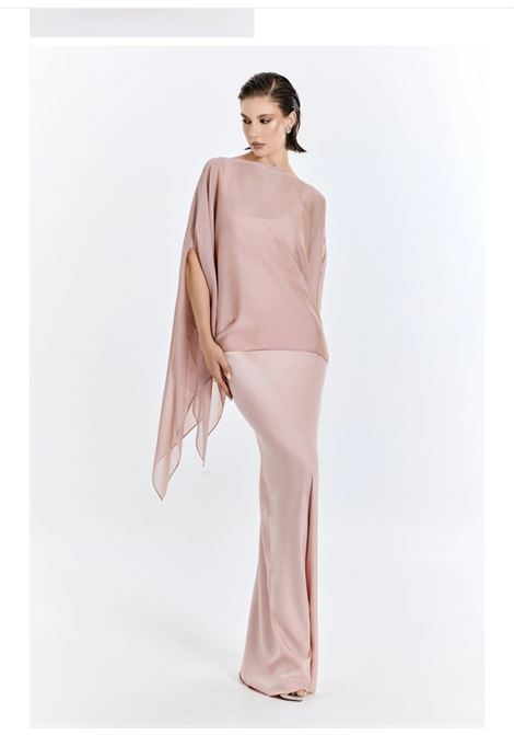 ABITO LUNGO A SOTTANA CON  CAPPA IN CHIFFON A.LEGORA | Abito | AT157ROSA